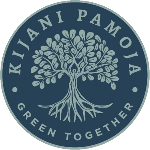 Kijani Pamoja logo: a tree within a circle reading Green Together